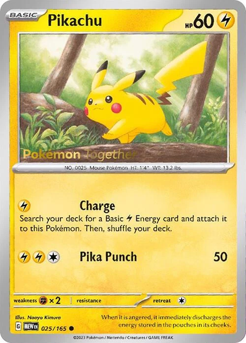 Pikachu (Pokémon Together Stamp), 025/165