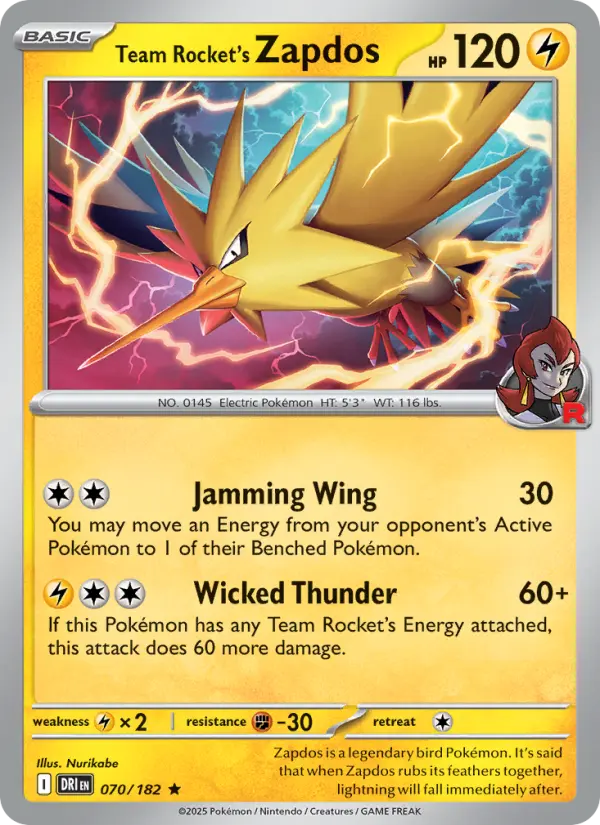 Team Rocket's Zapdos, 070/182