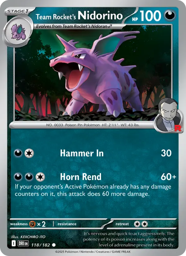 Team Rocket's Nidorino, 118/182