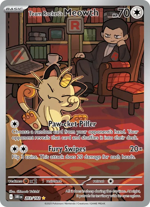 Team Rocket's Meowth, 203/182