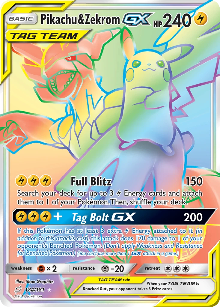 Pikachu & Zekrom-GX, 184/181