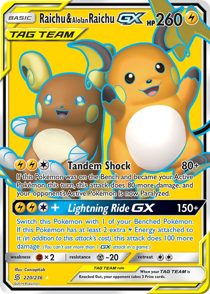 Raichu & Alolan Raichu-GX, 220/236