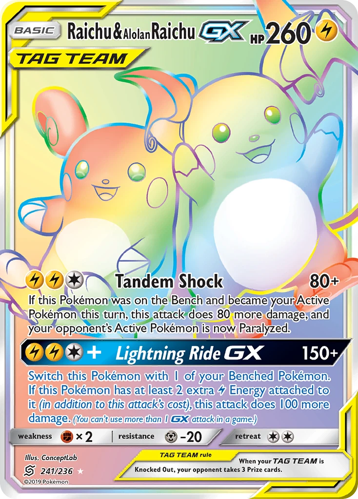 Raichu & Alolan Raichu-GX, 241/236